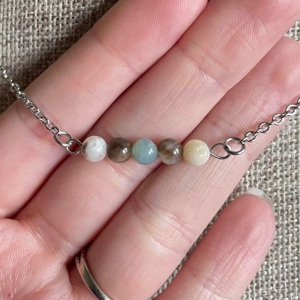 Flower Amazonite Bar Necklace